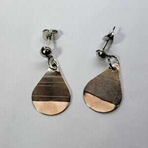 Vintage Silver-Tone Teardrop Earrings – Minimalist Design with Post Back